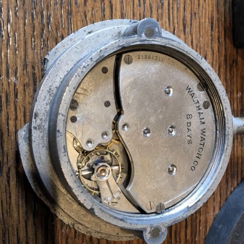 Vintage Waltham Military Aviation Aircraft 8 Day Automobile Cockpit Dash Clock - Picture 7 of 20