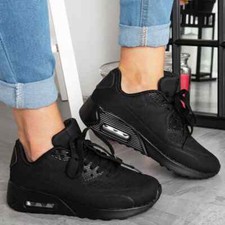 Ladies Trainers Running Shoes Womens Lace Up Comfy Fitness Gym Flat Sports Size