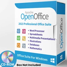 Open Office 2023 | Word Processor, Slide Show, Spreadsheet Software Suite | CD