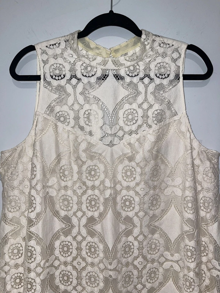 Vestido Mara Erin Fetherston Doily Renda Marfim Tamanho 16 $235 - Imagem 4 de 4