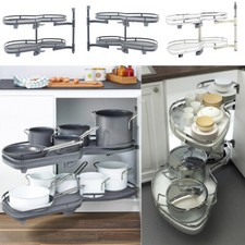 2Tier Kitchen Cabinet Blind Corner Pullout Shelf Storage Organizer Carousel Tray