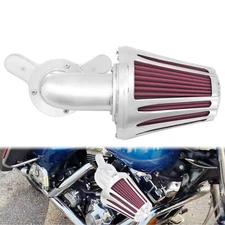 Chrome Cone Air Filter Red Intake For Harley Touring Road King Glide 2008-2016