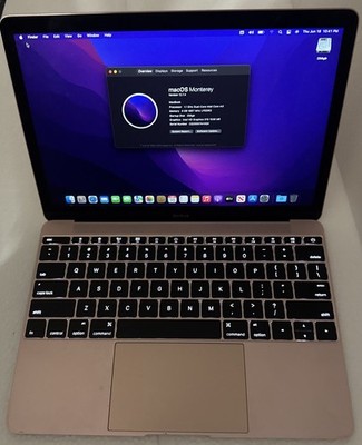 Apple MacBook Retina 12-inch 2016 A1534  1.GHZ Core M3 8gb 256gb OS Monterey