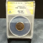 1909-S VDB Lincoln Cent ANACS AU 50 Details Whizzed *KEY DATE*