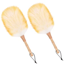 Lambswool Duster for Cleaning with Solid Wooden Handle Leather Hang Strap 14....