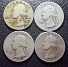 90% Silver Coin Lot – Washington Quarters – $1.00 Face Value – 4 Coins Total