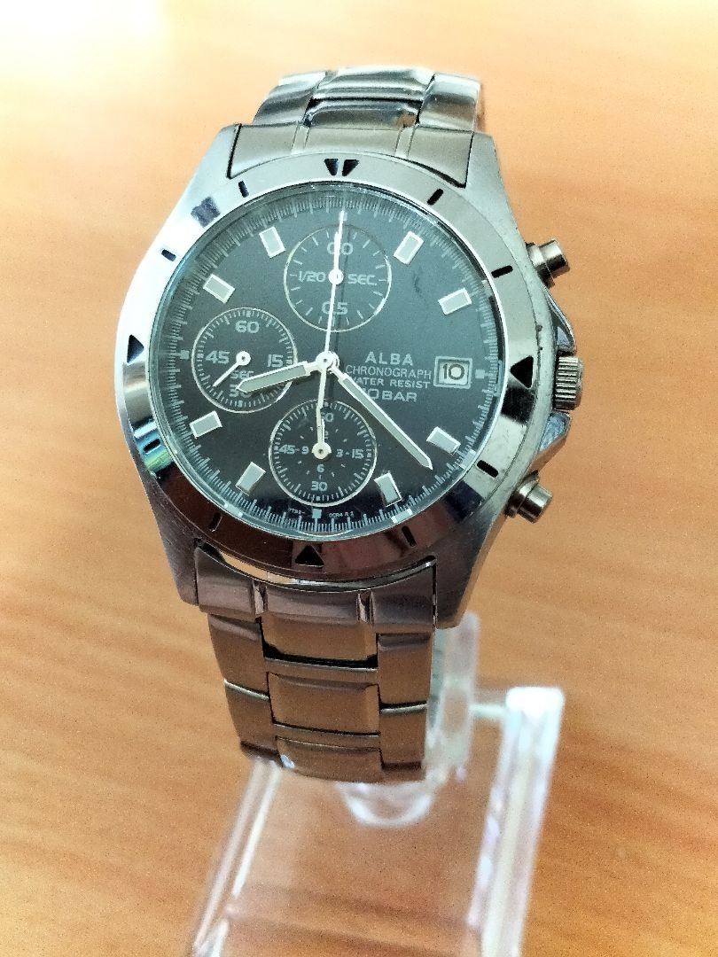 Seiko Alba 7T92-0Cv0 Analog Quartz Men Chronograph Blue Seiko Alba 7T92-0Cv0 Analog Quartz Men Chronograph Blue