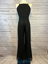 Adelyn Rae Small Black Lace Jumpsuit  Spaghetti Strap Wide Leg Romper