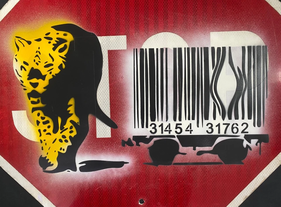 Very Rare Banksy Original spray stencil  Street Sign Painting 2006 - Image 3 of 4