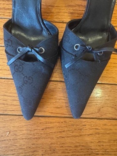 Gucci pointy monogram GG slide heel shoes 10b (600 - Picture 2 of 7
