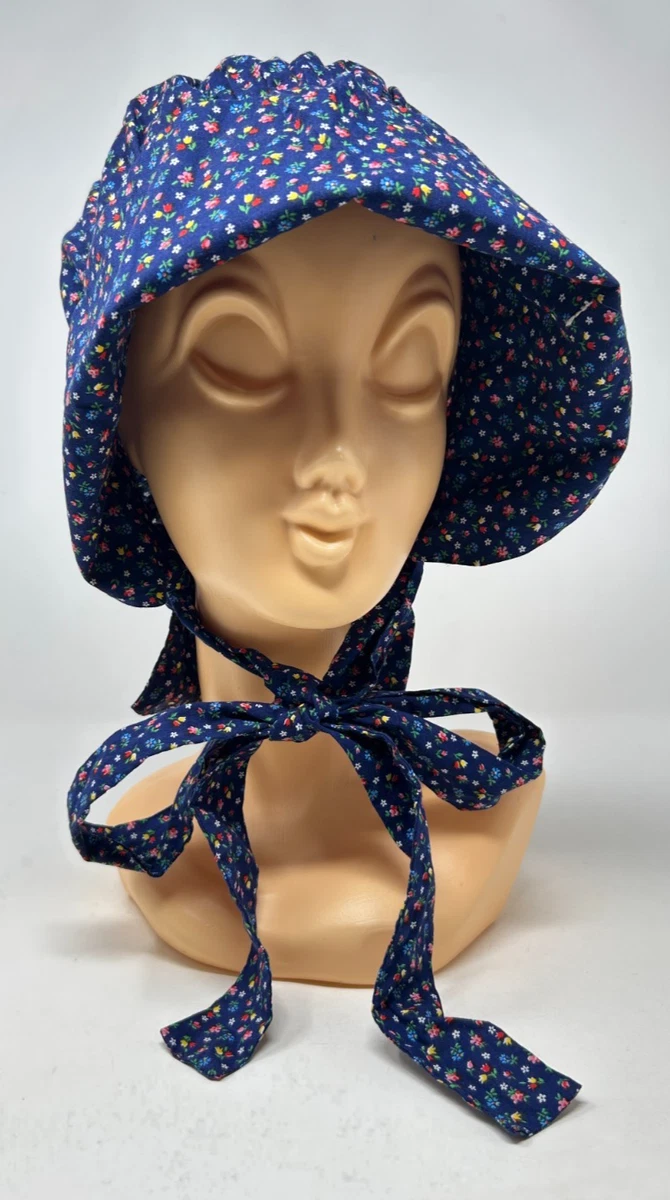 Womens Vtg Prairie Bonnet Hat Historic Costume Teal Blue Pink Floral Tie Closure il_1080xN.6075656640_59jz.jpg main image 2