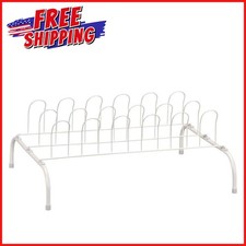 Floor Shoe Rack Wire Organizer Standing Storage Steel Small Space 9-pair White