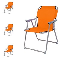 4 StüCk Campingstuhl Klappstuhl Anglerstuhl Regiestuhl Faltstuhl Metall Orange