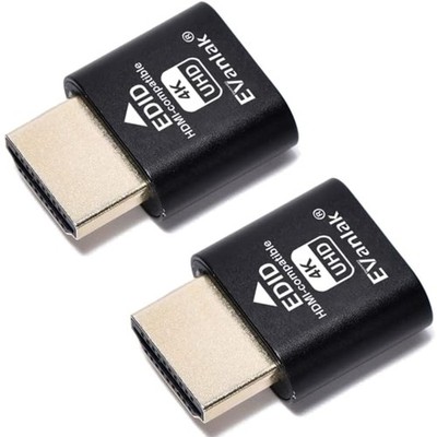 EVanlak HDMI Dummy Plug Headless Ghost Display Emulator 2Pack 4k