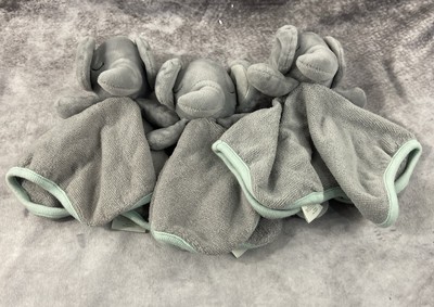 3 Cloud Island Elephant Lovey  Gray n Green Terry Wash Cloth 2019 RETIRED 9x9