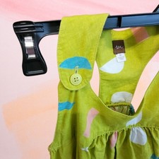 Tea Collection Girls Sz 12 Linen Blend Dress Green Circles