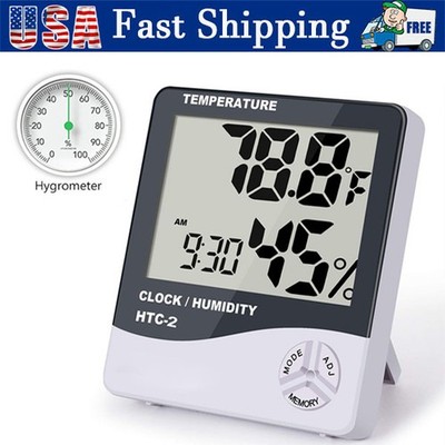 Thermometer Indoor Digital LCD Hygrometer Temperature Humidity Meter Alarm Clock