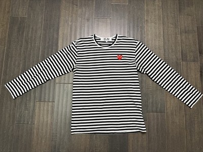 Comme des Garcons Play Striped Long Sleeve T-Shirt Black/White, Size Large