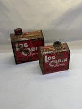 Antique Log Cabin Maple Syrup Tin Set