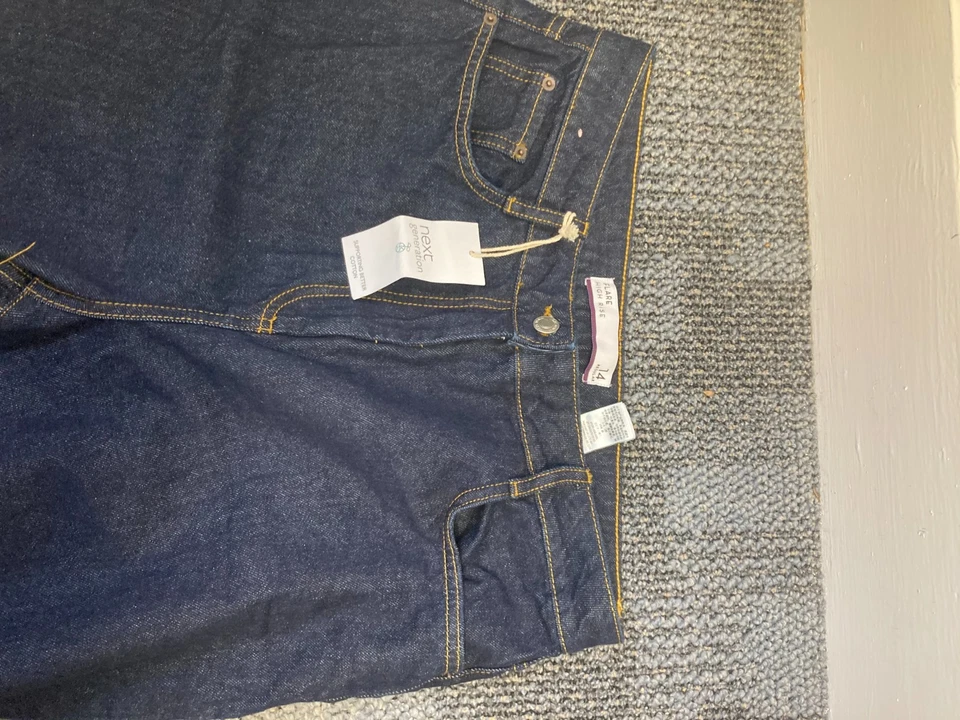 BNWT Women’s Next Flare High Rise Blue Denim Jeans Size 14 R - Image 2 of 4