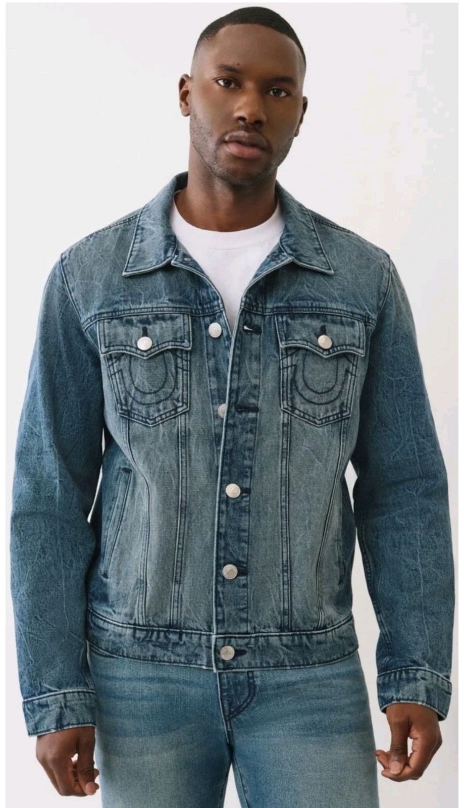 True Religion Jesse SN Trucker Jeans Jacket Mens Denim Cozy Firewise Wash Sze  S
