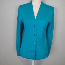 Neiman Marcus Cashmere 100% Cashmere Blue Cardigan Size Medium sweater