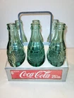 Vintage Coca-Cola Aluminum Metal 6-Pack Bottle Carrier  With 6 Vintage Bottles