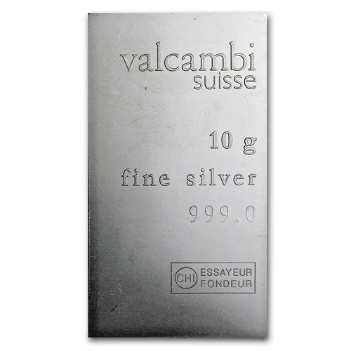 Valcambi Suisse-One(1)-10Gram Silver Bar From 10x10 Breakable Card-FREE SHIPPING