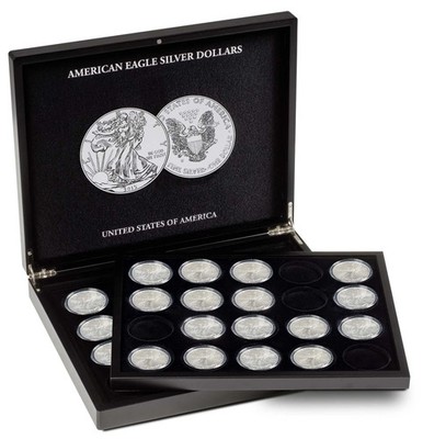Silver Eagle Display Case Box  + 1 Tray + 40 Lighthouse 41mm Capsules Free!