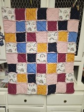 Handmade Rag Patchwork Crib Quilt Multicolor Cotton and Flannel