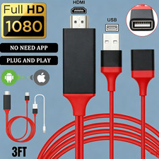 1080P HDMI Cable Universal For iPhone Samsung Type C Phone to TV HDTV AV Adapter