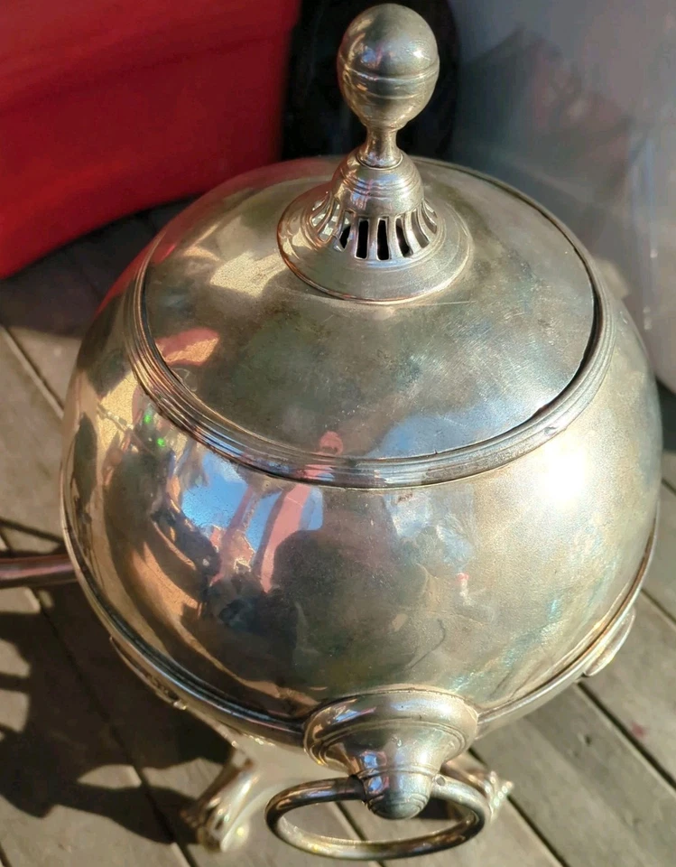 Antigo chá de água quente Samovar Sheffield prato de prata renascimento egípcio anos 1830-60 - Imagem 3 de 4