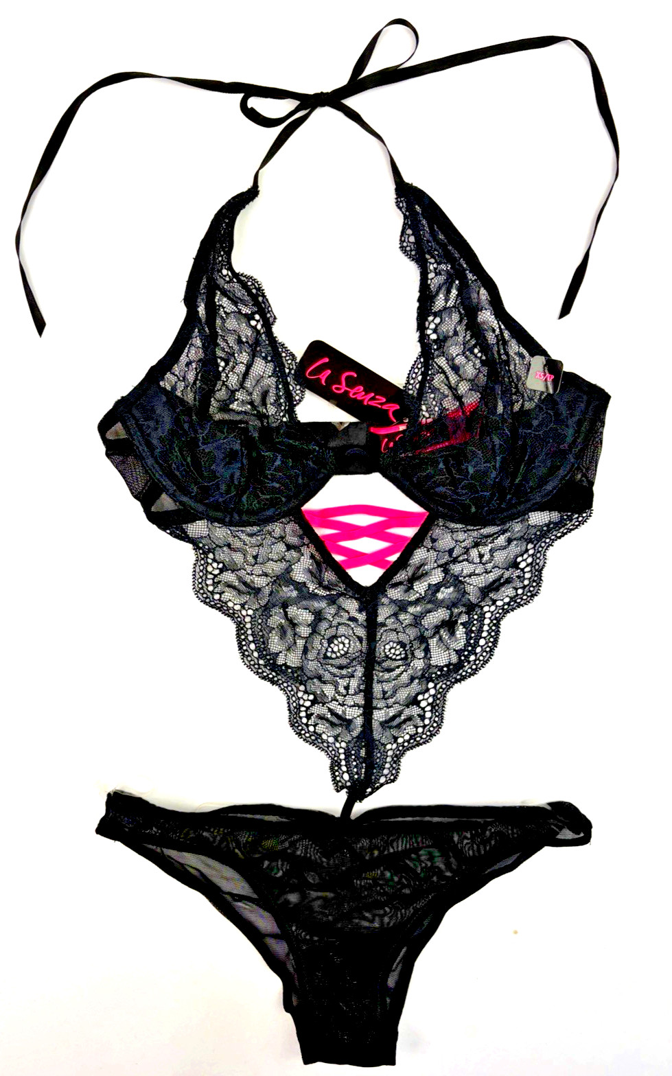 La Senza Underwired Bra with Knickers Size XS BLACK BNWT