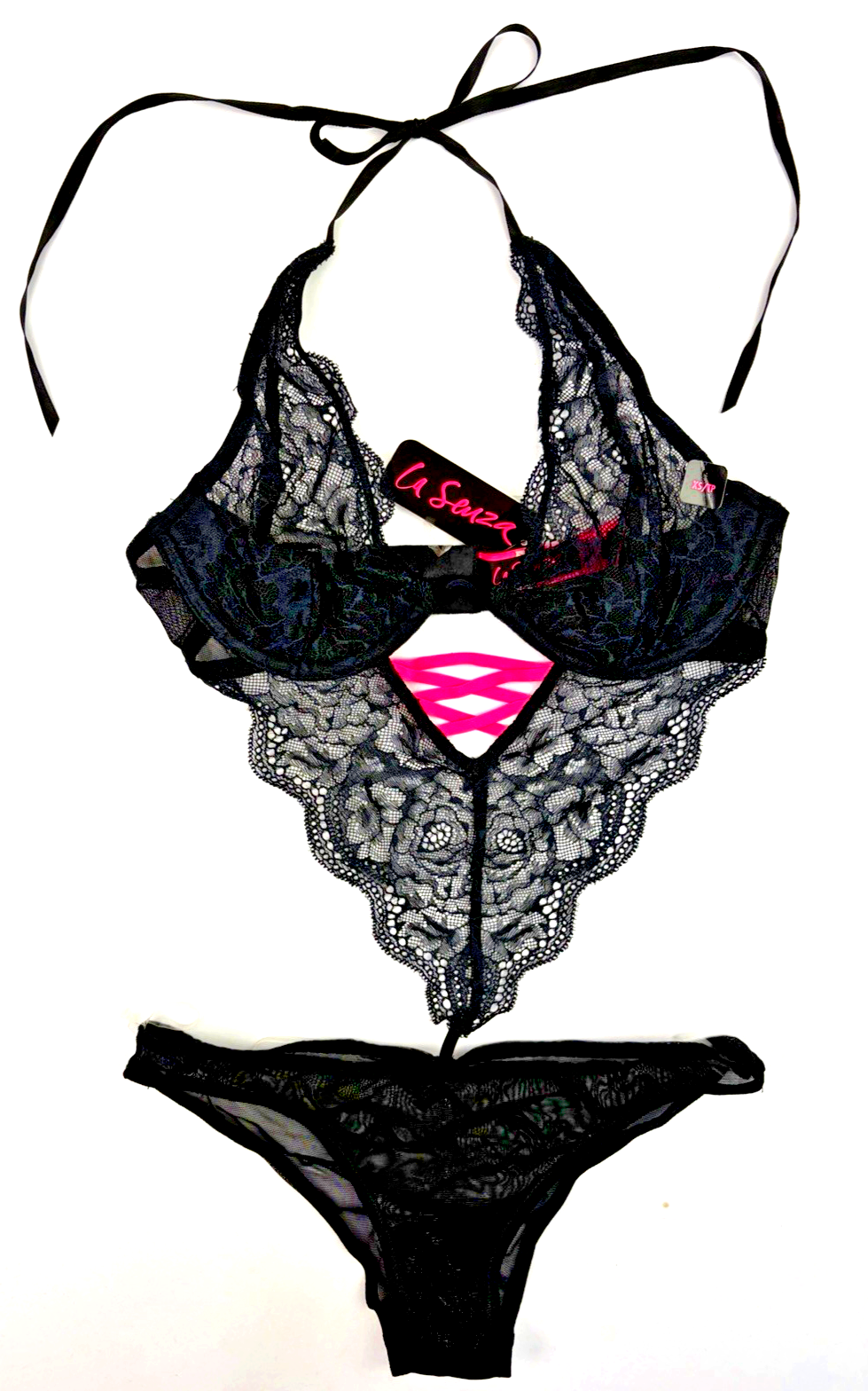 La Senza Underwired Bra with Knickers Size XS BLACK BNWT