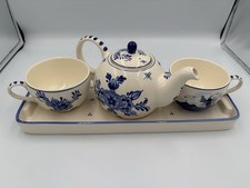 hand painted delft Blue Teapot Set