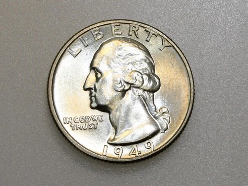 1949-D 25C WASHINGTON SILVER QUARTER GEM BU