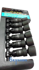 6-pc SAE 1/4"-drive SWIVEL IMPACT SOCKET SET CrMo Steel Black PO4 Finish