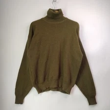 Clifford Gordon Khaki Green Turtleneck Sweater Men M Cuffed Sleeves Thick Fabric