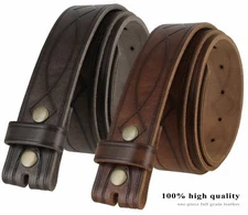 Vintage Belt Genuine Full Leather Embossed Belt Strap Snap on 1-1/2"(38mm) wide