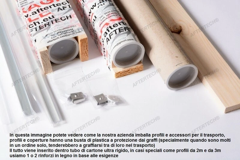 PROFILO ALLUMINIO 1m 2m 3m PER STRISCE STRIP LED BARRA RIGIDA PROFILATO - Immagine 2 di 2