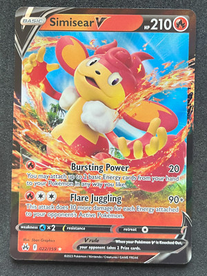 Simisear V Pokemon Crown Zenith 022/159 Ultra Rare NM