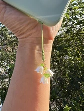 Lily Of The Valley Phone Charm, White Flower Phone Charm, Flower Bag Charm