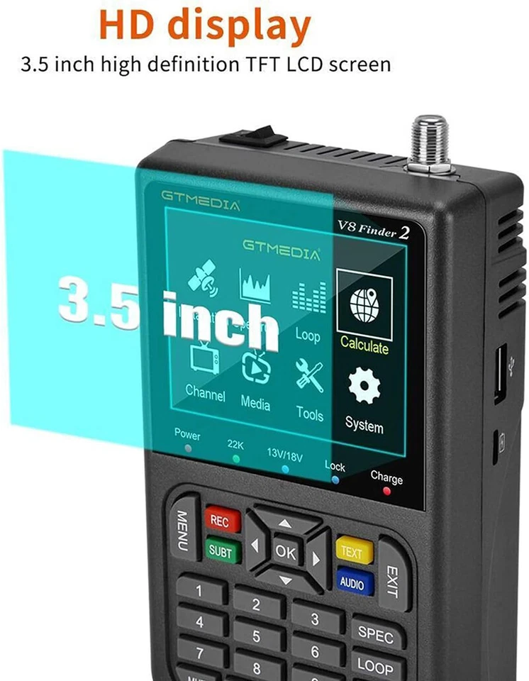 Détecteur de Satellite LCD 3,5 pouces Mesure du Signal Satellite HD DVB-S/S2/S2X - Photo 4/4