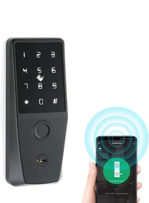 Fingerprint Biometric Keypad Door Lock Keyless Entry Door Lock Mute Black - NOB