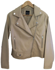 Me Jane Cream Faux Leather Jacket Size S