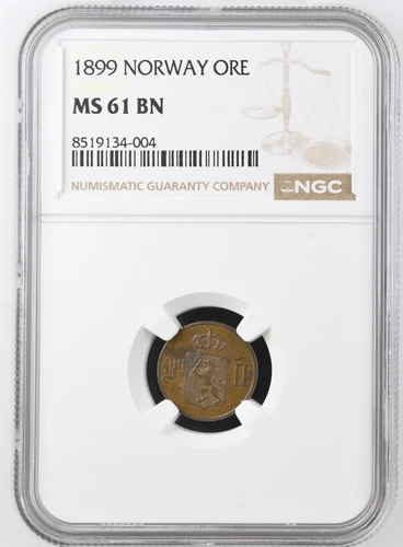 1 Ore 1899, Norway NGC MS63 BN