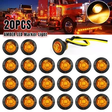 20X 3/4" Round Amber LED Side Marker Bullet Clearance Lights Truck Trailer 12V
