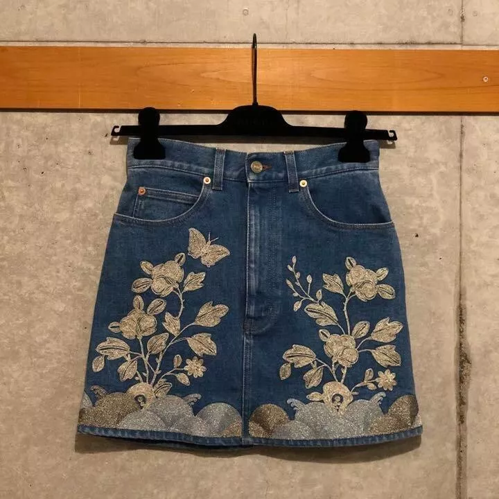 Gucci denim cheap mini skirt