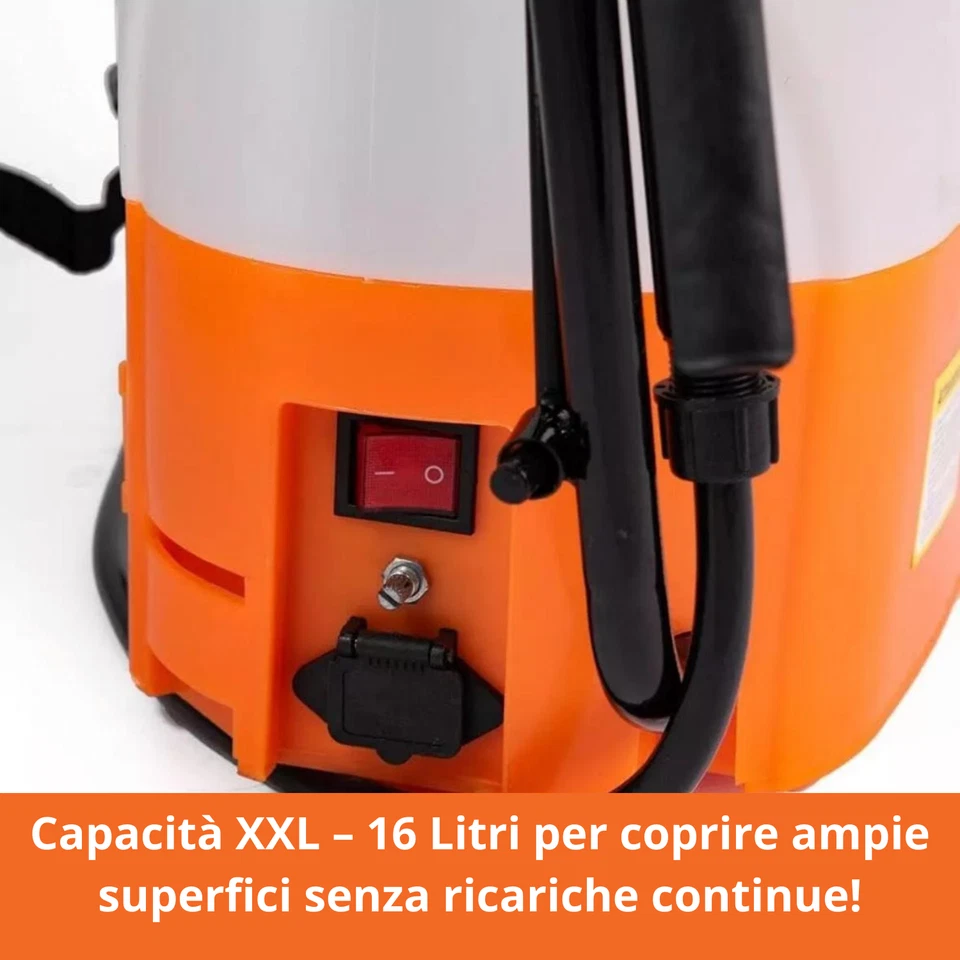 POMPA A SPALLA ELETTRICO NEBULIZZATORE 16 LT PER DISINFESTAZIONE IRRORAZIONE - Immagine 4 di 4