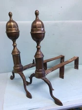 Period Brass Andirons 18 1/4”” High